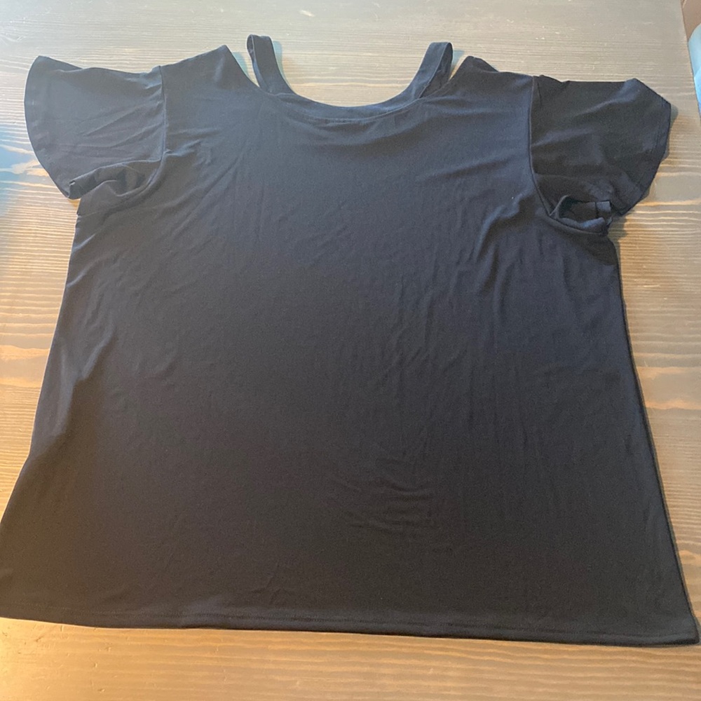 Chico's Chico’s Black Knit Short Sleeve Blouse - Women | Color: Black | Size: XL